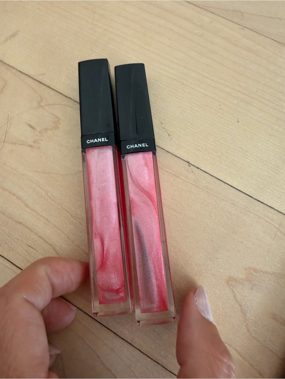 🗽CHANEL Pink Shimmer Lip Gloss Duo - Sheer Rosy & Coral Pink